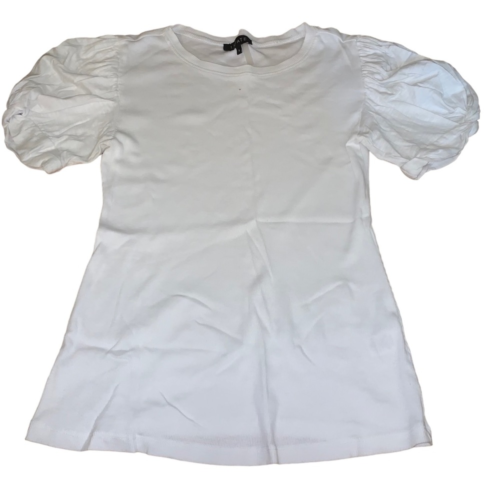 1.State Women's Crewneck Puff Short Sleeve Blouse Color: White Size: Small